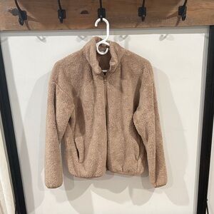 Uniqlo Women's Teddy Zip-Up Jacket in Beige